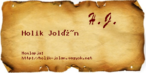 Holik Jolán névjegykártya